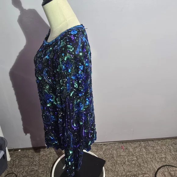 Vintage laurence kazar long sleeve sequin top plus size 1x - Picture 3 of 5